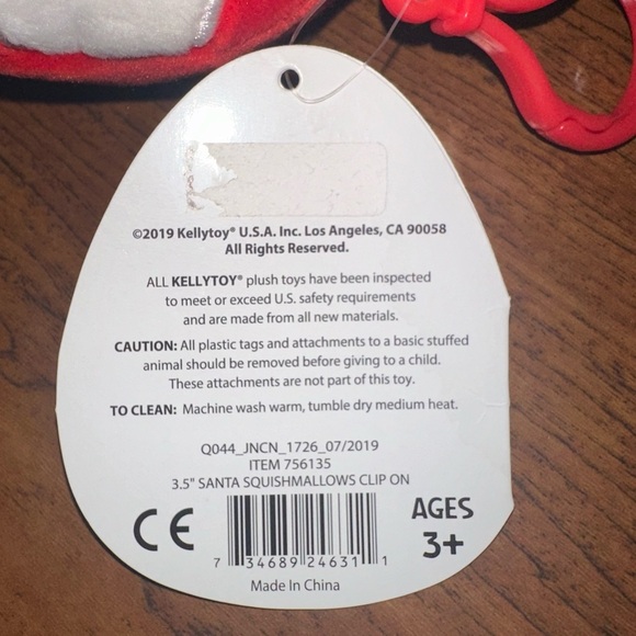 Squishmallow Kelly Toys 3.5 Inch Holiday Santa St Nick Plush Clip On NWT 2019 - Picture 4 of 5